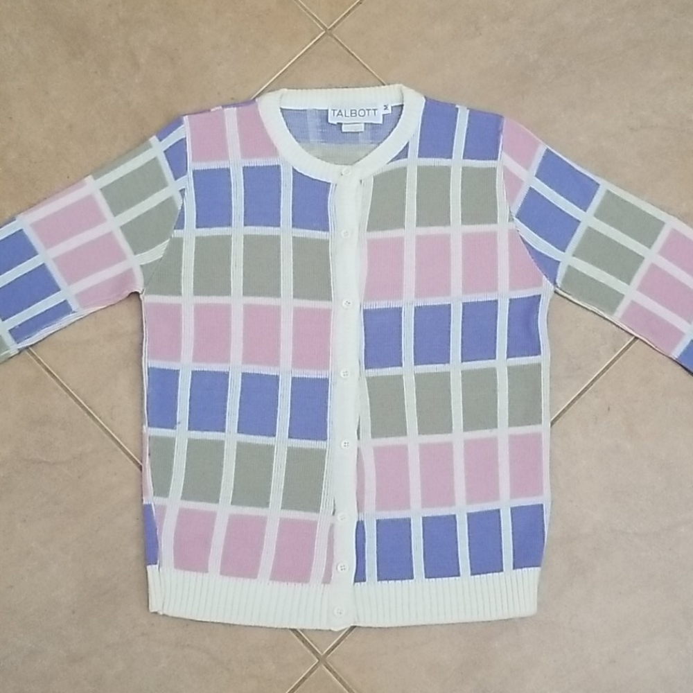 VTG 80s Pastel Checkered Cartigan